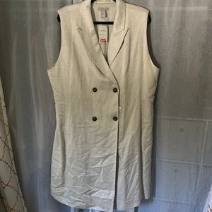 Button front sleeveless blazer dress